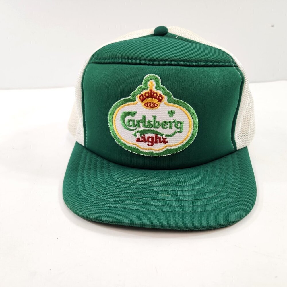 Carlsberg Light Green & White Snapback Hat Mesh Back Trucker Hat OS Debroni's